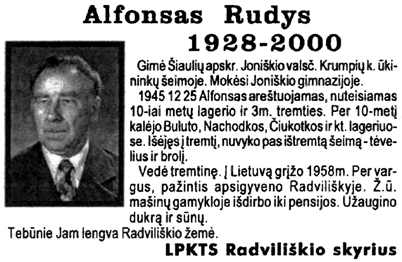 Alfonsas-Rudys „Tremtinys“, 2000.02.18 Nr. 7